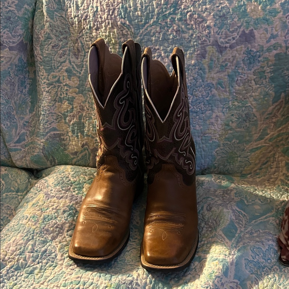 Ariat Square Toed Cowboy boots.